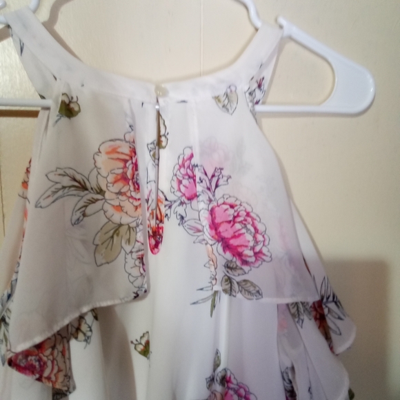 Maurices White Midi Dress with Pink and Peach Floral Print - Picture 3 of 5